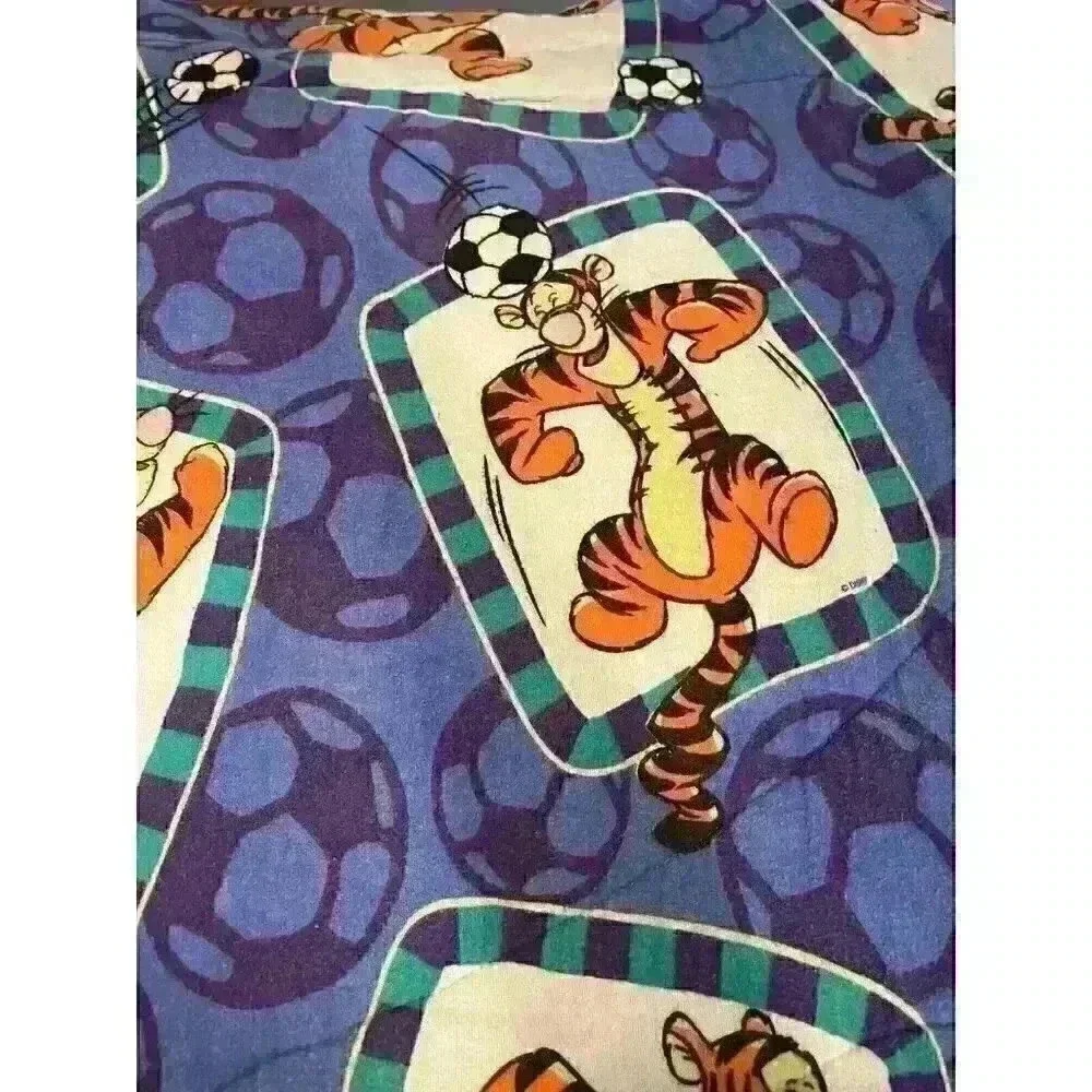 Vintage Disney Pooh Double Sided Twin Comforter Tigger with Soccer Ball 7' x 5'